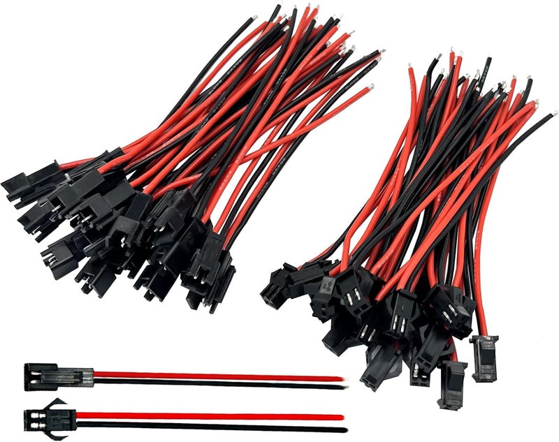 FLY RC 20 Pairs 20 AWG JST SM Plug 2Pin Male and Female Wire Connector Adapter Electrical Cable - Image 2